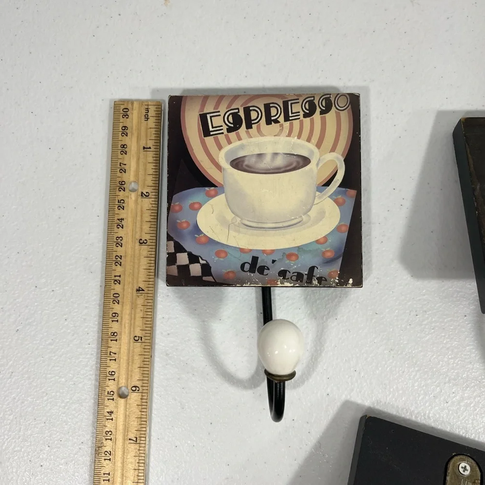 VINTAGE COFFEE THEMED WALL HOOKS